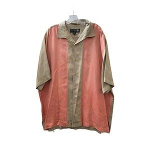 Nat Nast Luxury Originals Men’s XL 100% Silk Shirt Two Tone Panel Short Sleeve